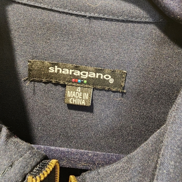 SHARAGANO Women's Navy Blue Zip up 4 pockets fitted dress size 4 - Picture 8 of 10